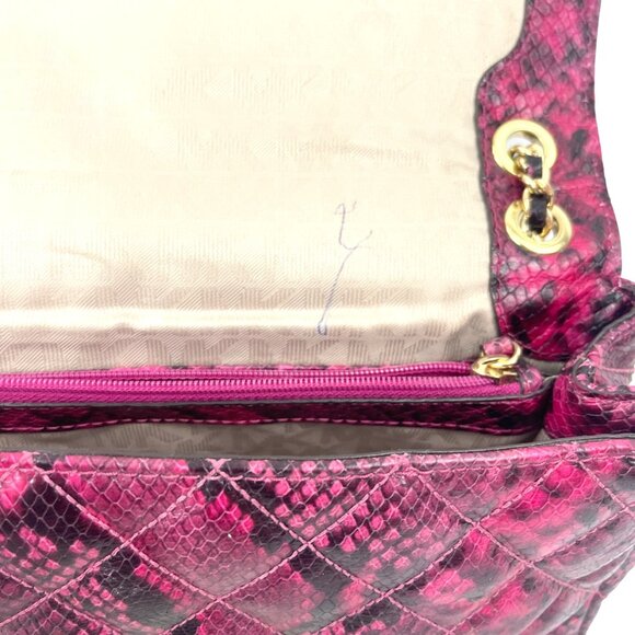 Michael Kors Sloan Pink Snake Print Crossbody Bag With Gold Chain Strap & Logo L - Picture 8 of 10